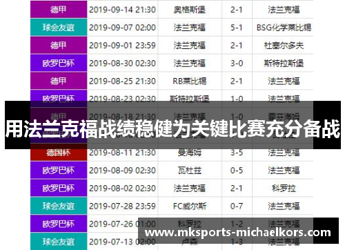 用法兰克福战绩稳健为关键比赛充分备战